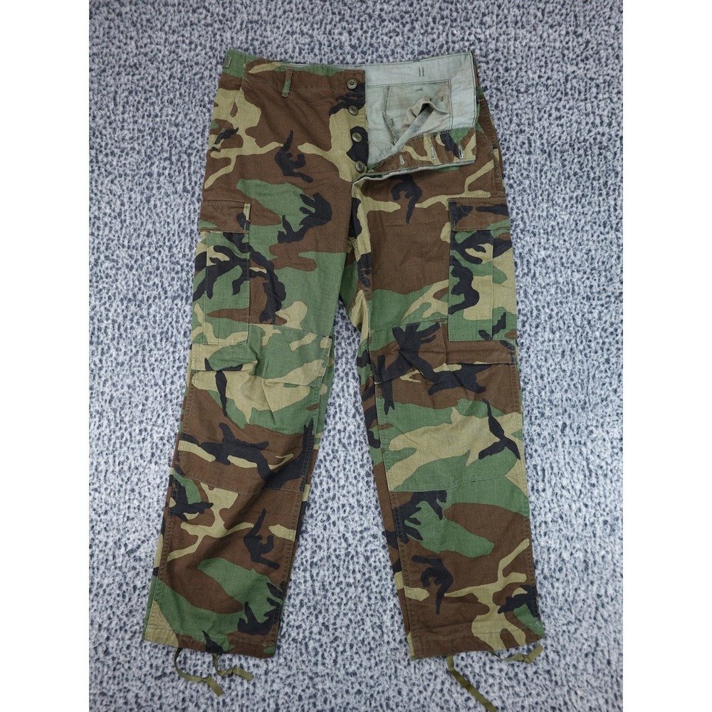 US Military BDU Cargo Pants Mens Medium Short Green Camo Woodland Tactical